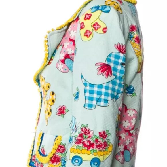 Moschino Couture Calico Animals Piquet Nursery Rhyme JACKET ONLY Lace US 6 2022 - Picture 8 of 13